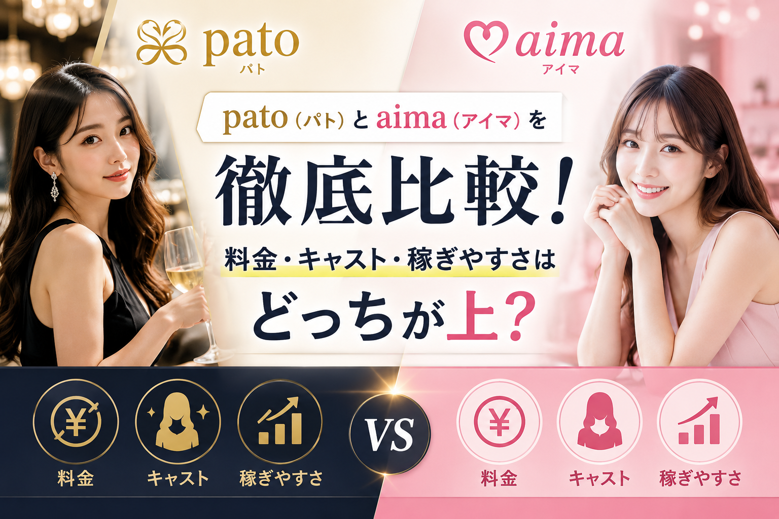 pato（パト）とaima（アイマ）を徹底比較！料金・キャスト・稼ぎやすさはどっちが上？