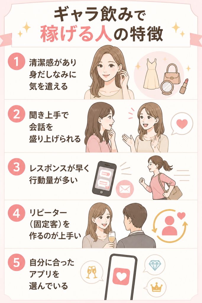 ギャラ飲みで稼げる人の特徴
