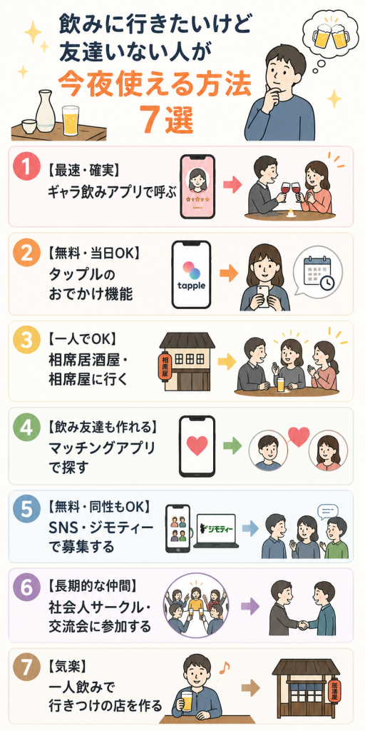飲みに行きたいけど友達いない人が今夜使える方法7選 図解