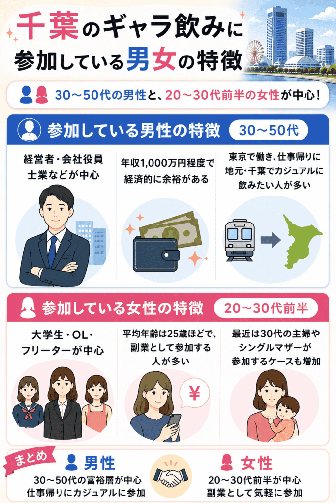 千葉のギャラ飲みに参加している男女の特徴